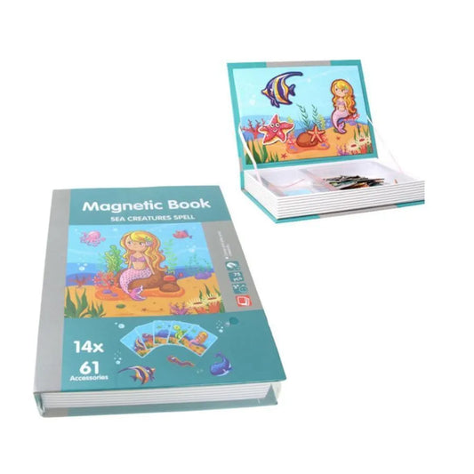 Magnetická kniha typu puzzle s princeznou mora, 61 kusov a 14 kariet, viacfarebné