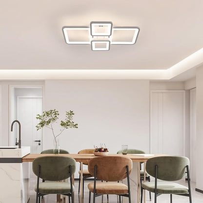 LED luster s diaľkovým ovládaním ELLA 85W, 4 štvorce, studené/teplé/neutrálne svetlo, stmievateľné, biela