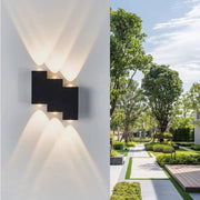 Vonkajšie a vnútorné nástenné LED svietidlo, 4 zdroje x 1W, IP65, ABS, čierne, 3000K