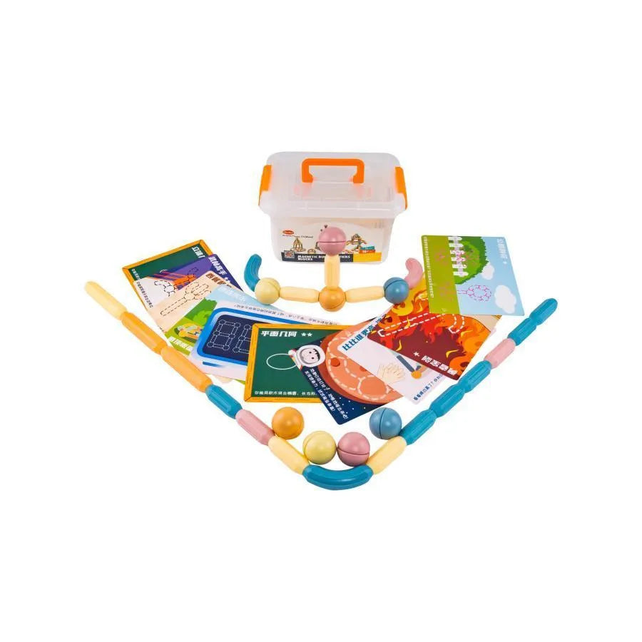 Typ hádanky s geometrickými tvarmi s magnetmi, 54 kusmi, plastom a magnetom