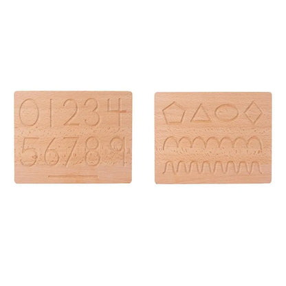 Dvojitý vzdelávací stôl s geometrickými číslami a tvarmi, 2 kusy, drevo