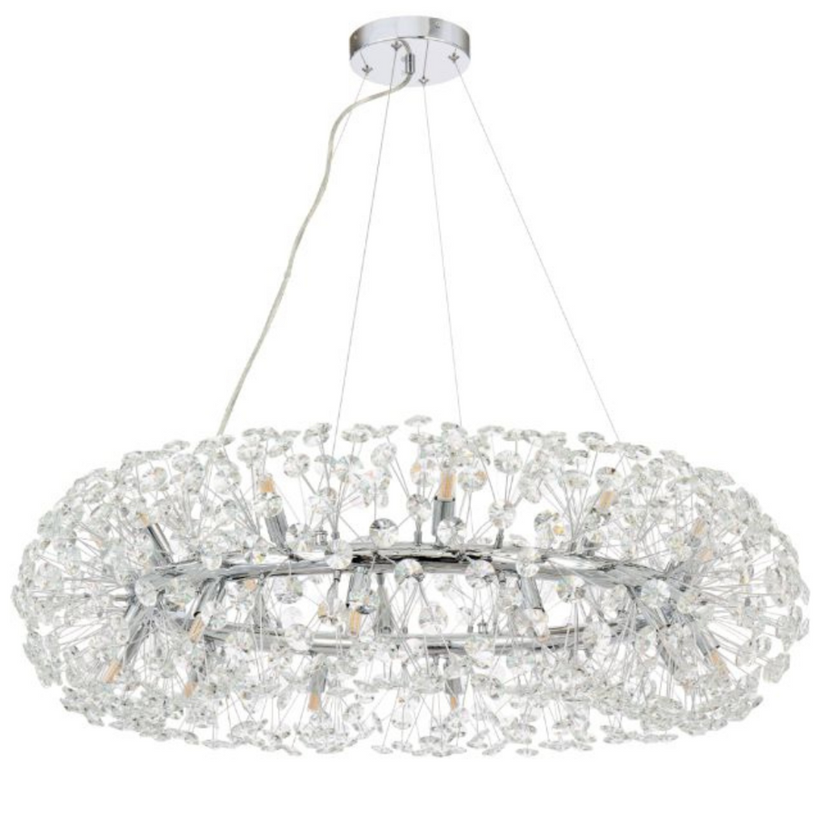 Krištáľovo luster minúta 12x G9, priemer 60 cm, lesklý chróm, nastaviteľná výška