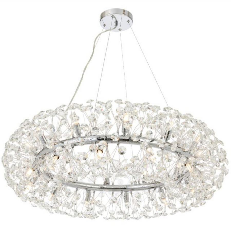 Krištáľovo luster minúta 12x G9, priemer 60 cm, lesklý chróm, nastaviteľná výška