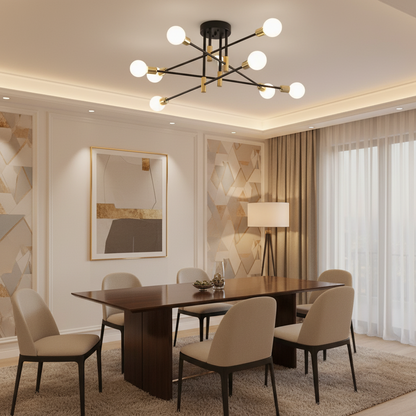 Lustra Modernist Hexa 8 Duo, 8x E27, Negru și Auriu, Design Modern Lustre Moderne Default Title Alessandro Design