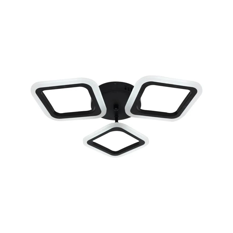 LED luster PULSARIS 32W, 3 štvorce, studené/teplé/neutrálne svetlo, čierny