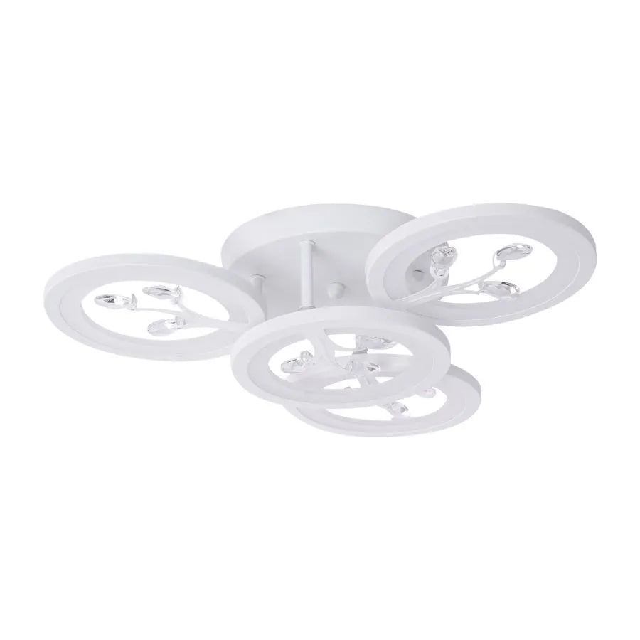 LED luster s diaľkovým ovládaním Daisy, 3 prvky, 47 W, studeného/horúce/neutrálne svetlo, nestabilné, biele s kryštálom