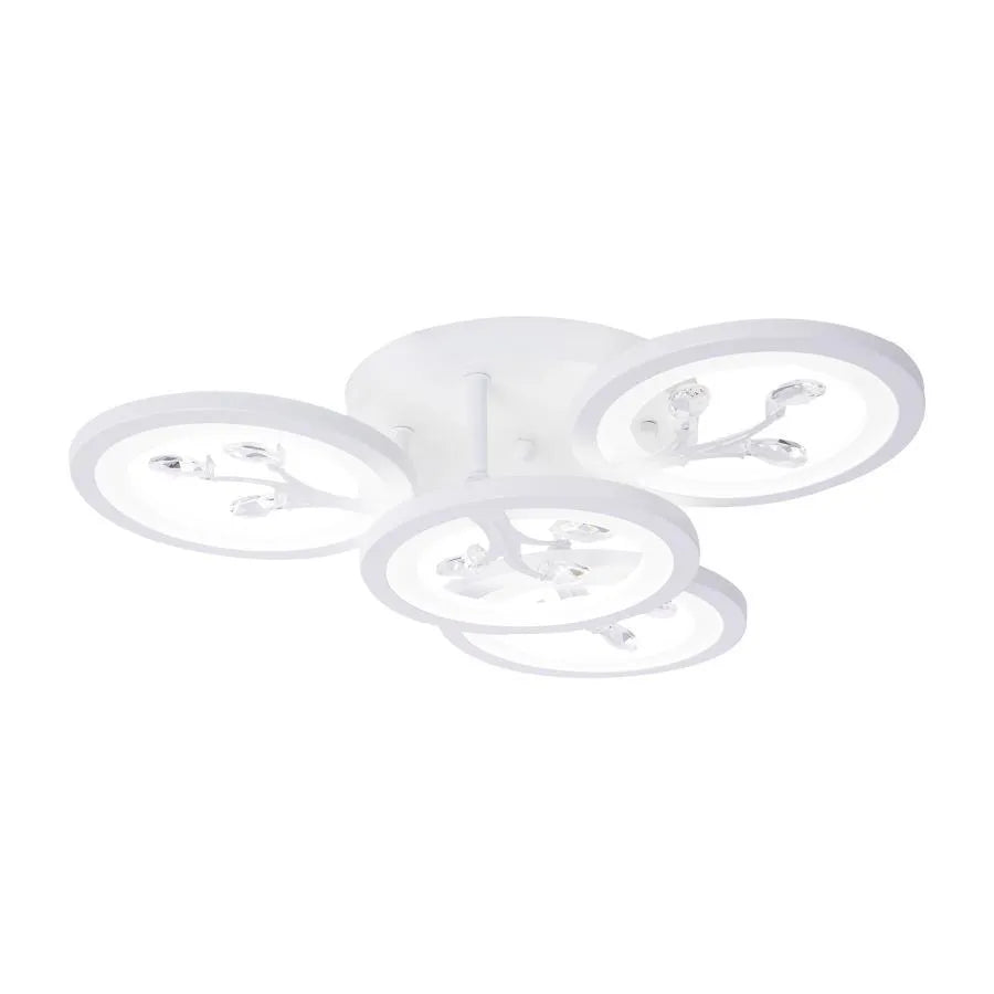 LED luster s diaľkovým ovládaním Daisy, 3 prvky, 47 W, studeného/horúce/neutrálne svetlo, nestabilné, biele s kryštálom