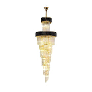 Candelabru Cristal VERSAILLES Culmino E14, Diametru 60cm, Auriu Lucios si Negru, Inaltime Reglabila