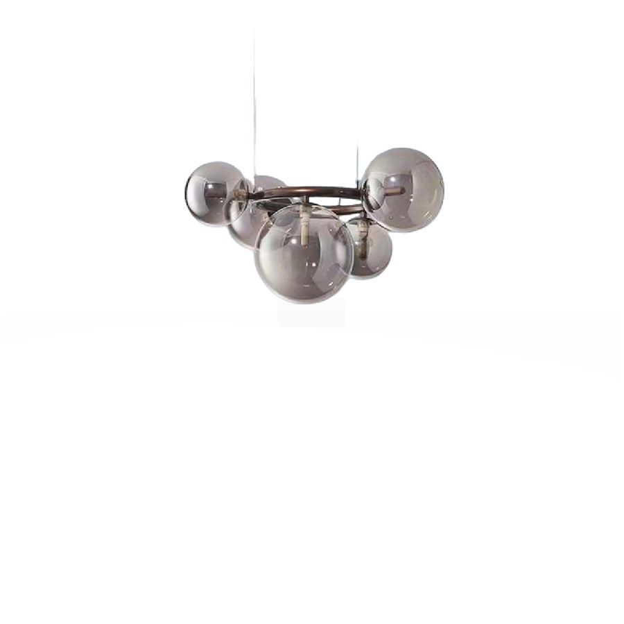 Lustra cu Abajur Rotund , VENERE Zodiaco ,1 Cerc 5xG9, Metal , Negru, Inaltime Reglabila