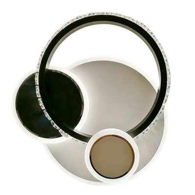 LED krištáľový luster PRISMIQ 30W, 3 kruhy, studené/teplé/neutrálne svetlo, čierny