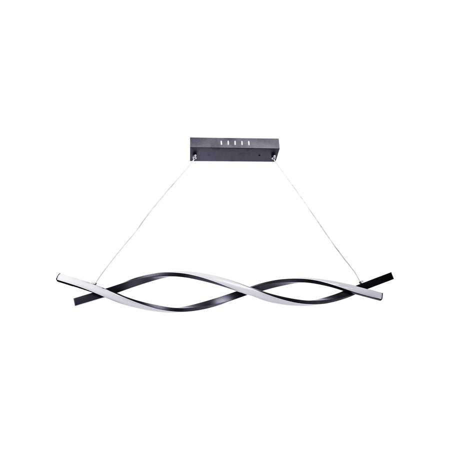 LED luster zavesený s diaľkovým ovládaním toku, 80 W, nastaviteľná výška, studené/horúce/neutrálne svetlo, nestabilné, čierne