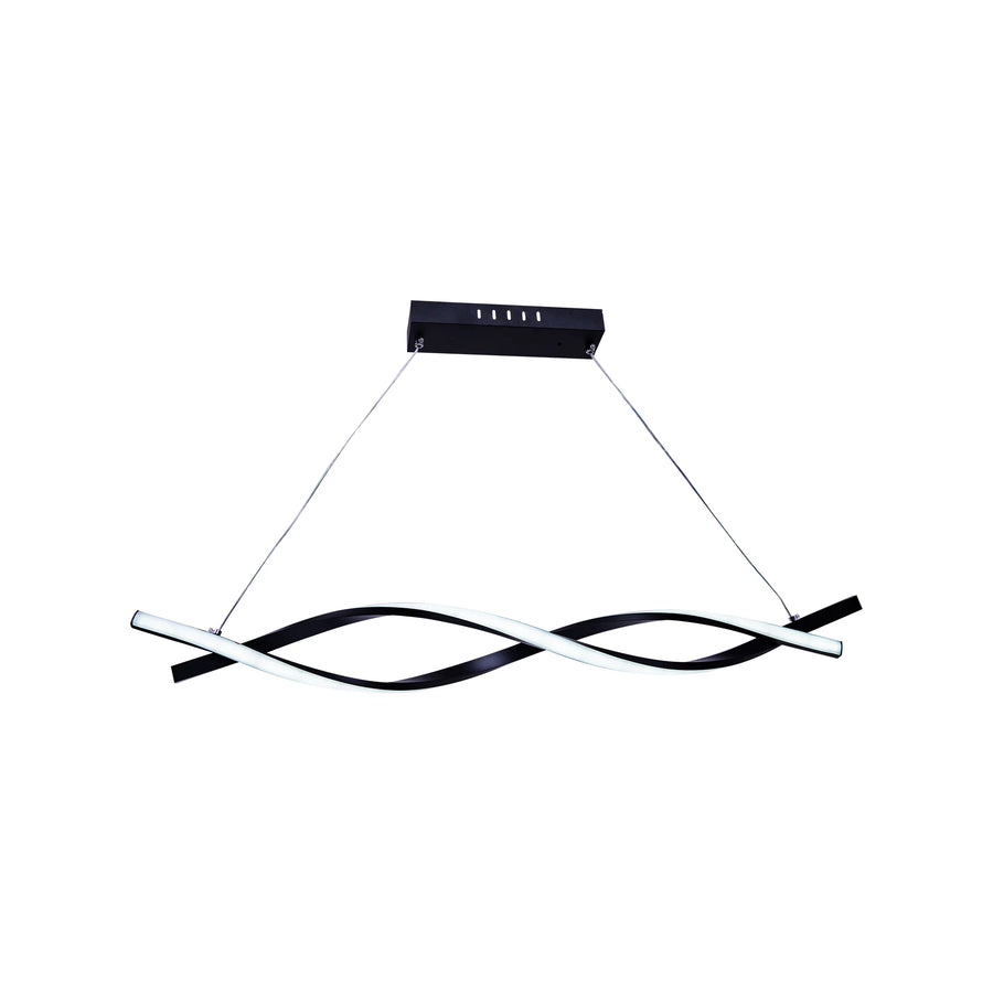 LED luster zavesený s diaľkovým ovládaním toku, 80 W, nastaviteľná výška, studené/horúce/neutrálne svetlo, nestabilné, čierne